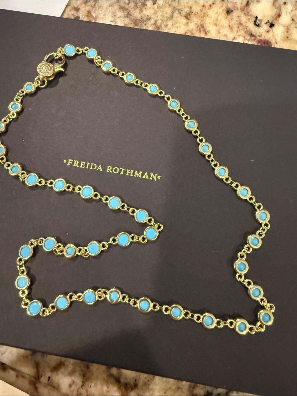 Gold-Tone Necklace with Turquoise Discs